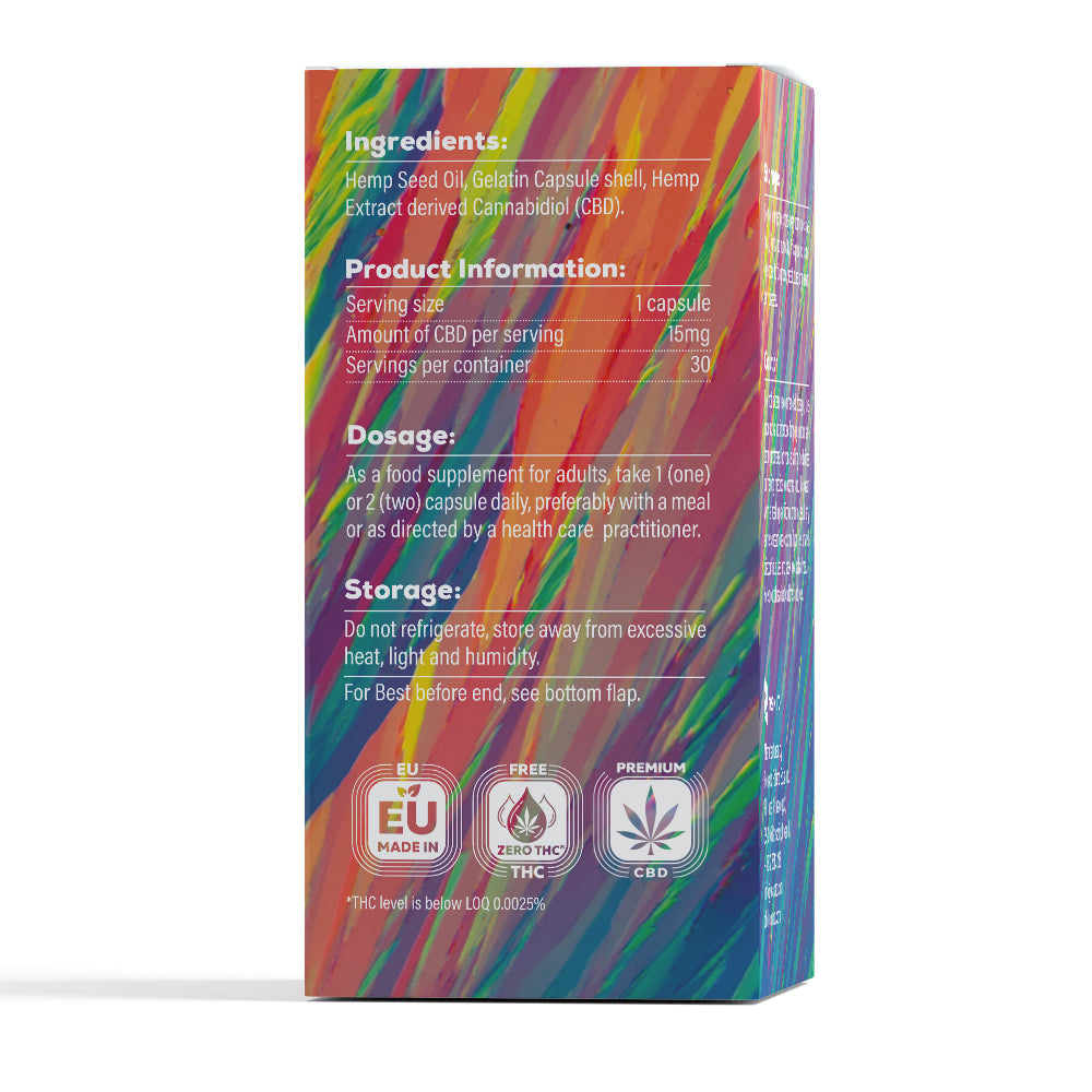 Broad Spectrum CBD Gel Capsules 450mg, 30pcs, THC Free