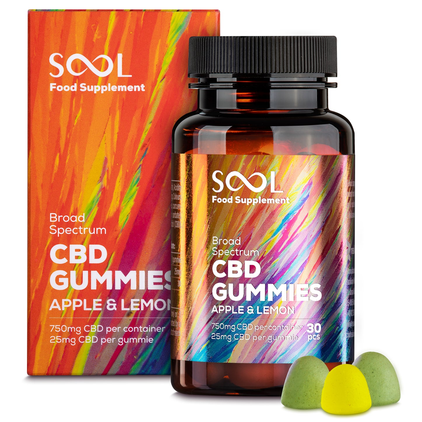 Broad Spectrum CBD Gummies 750mg, 30 pcs, THC Free