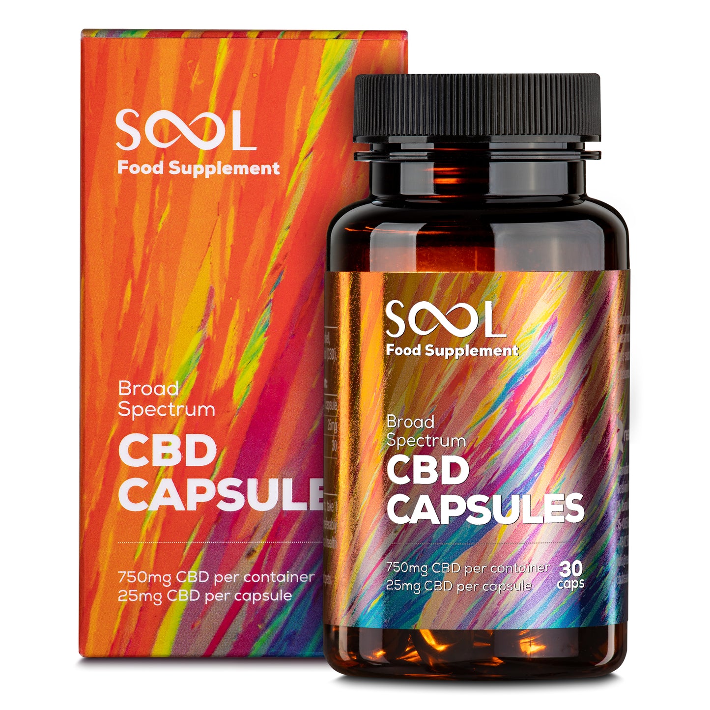 Broad Spectrum CBD Gel Capsules 750mg, 30pcs, THC Free